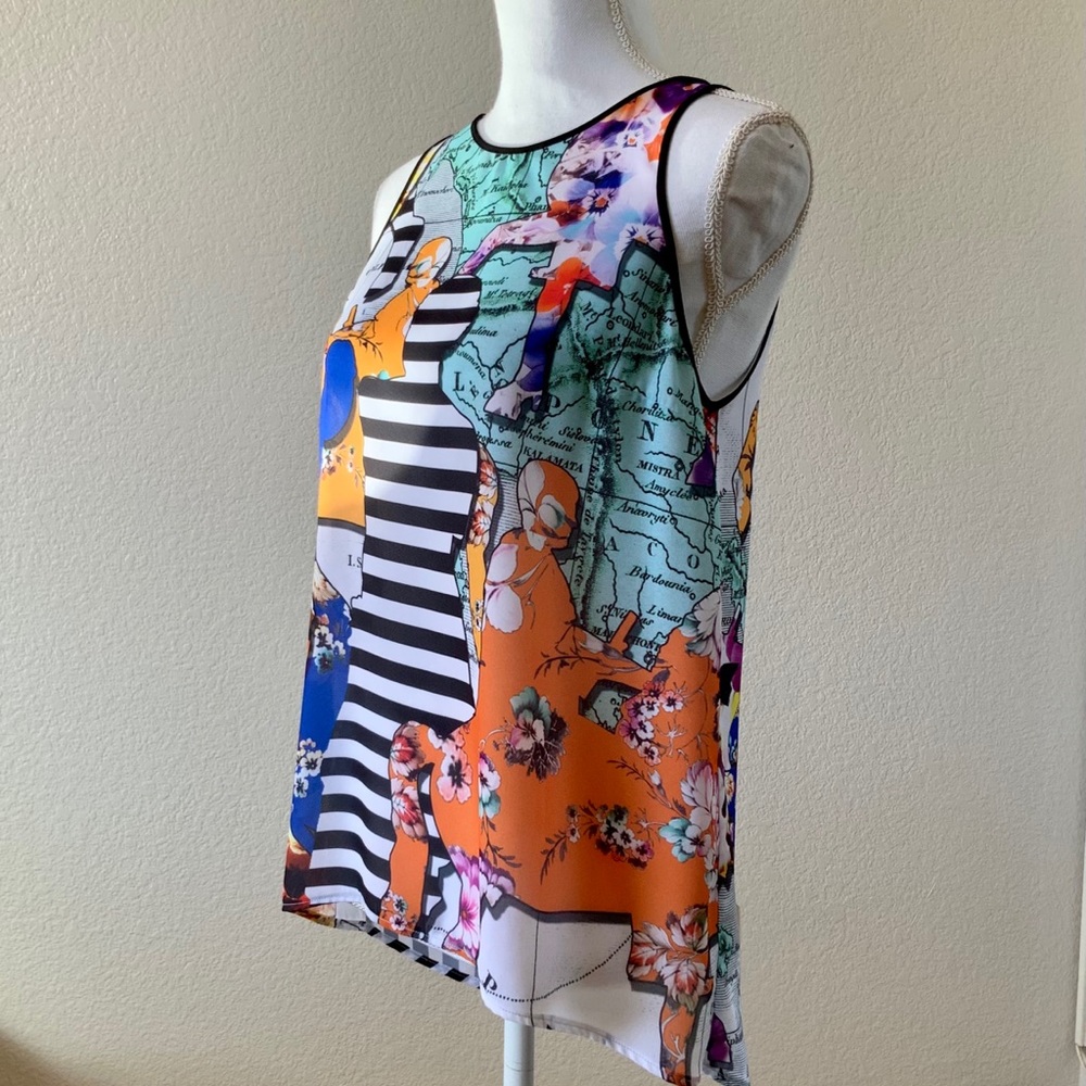 Clover Canyon “Floral Sillouette” Split Back Tank